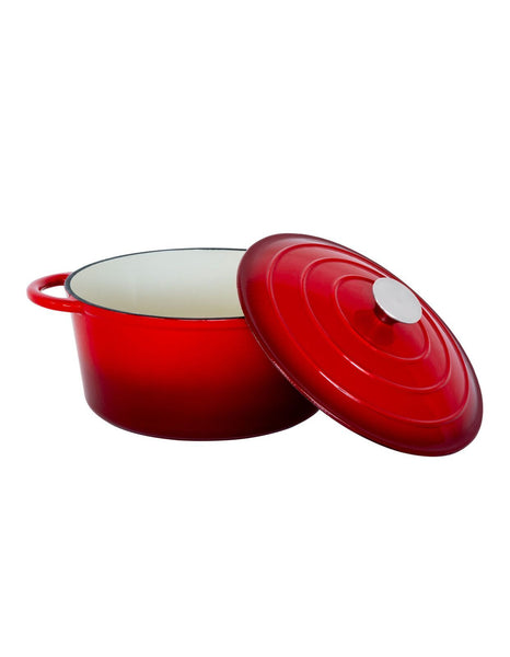 26Cm Enamelled Cast Iron French Oven Casserole (4.7L) Red Casserole Pans