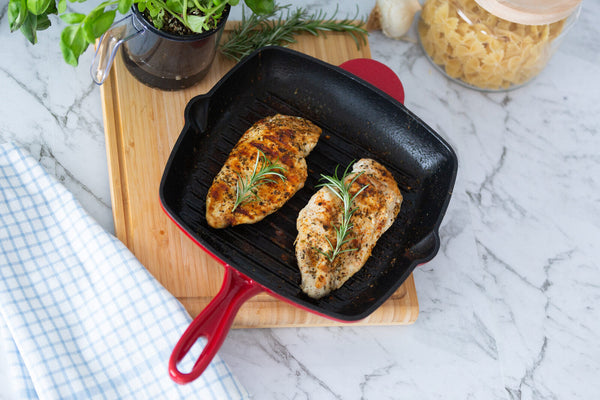 Enamelled Cast Iron Square Grill Pan (44 X 30 4.7 Cm) Red Frying & Grill Pans