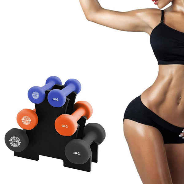 7Pc 2/3/5Kg 20Kg Total Weighted Dumbbell Gym Set For Exercise W/Rack Dumbbells