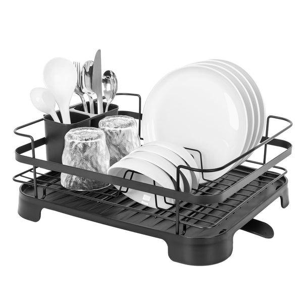 Steel Frame Dish Drying Rack Durable Steel Frame Removable Utensil Holder Compact Size For Small Kitchens & Apartments Racks & Holders
