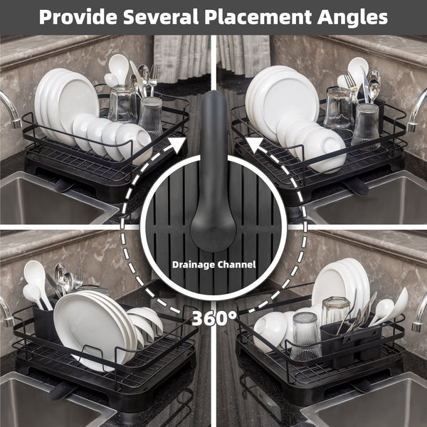 Steel Frame Dish Drying Rack Durable Steel Frame Removable Utensil Holder Compact Size For Small Kitchens & Apartments Racks & Holders