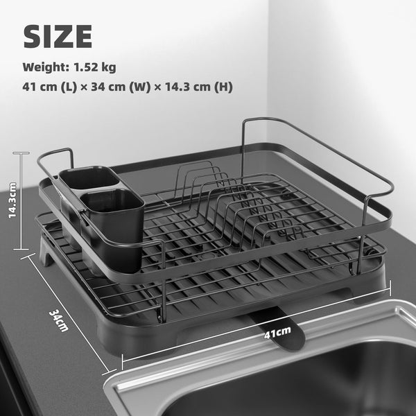 Steel Frame Dish Drying Rack Durable Steel Frame Removable Utensil Holder Compact Size For Small Kitchens & Apartments Racks & Holders