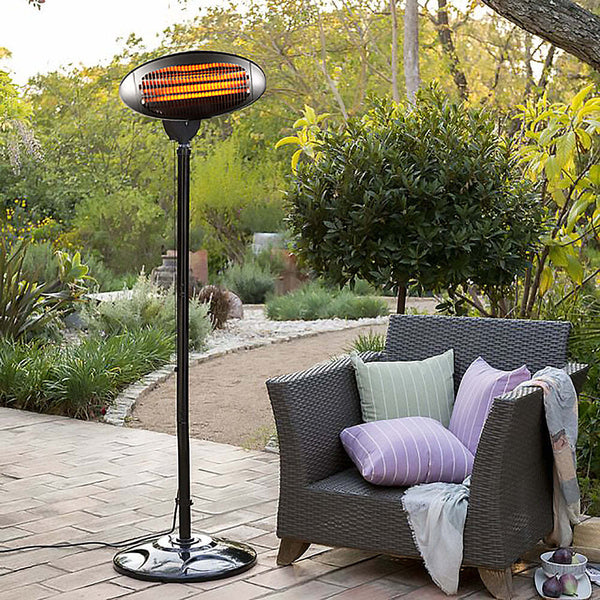 Patio Heaters Lenoxx 2000W 2.1M Free Standing Adjustable Portable Outdoor Electric Patio Heater Black