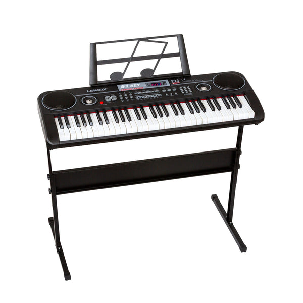 61 Key Electronic Learning Piano Keyboard Light Up Keys Lcd Display With Music Stand Holder Electronic Keyboards