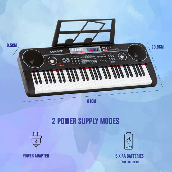 61 Key Electronic Learning Piano Keyboard Light Up Keys Lcd Display With Music Stand Holder Electronic Keyboards
