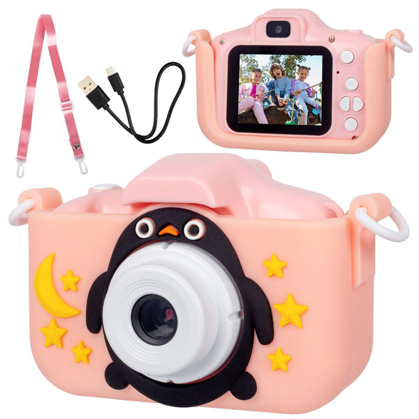 Kids Digital Dual Lens Camera 4X Zoom And Hd Video Recording (Pink) Digital Cameras