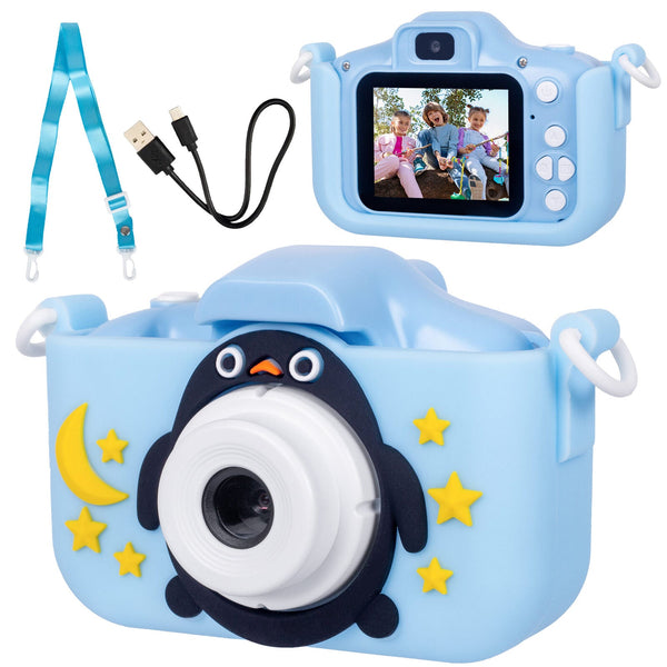 Kids Digital Dual Lens Camera 4X Zoom And Hd Video Recording (Blue) Digital Cameras