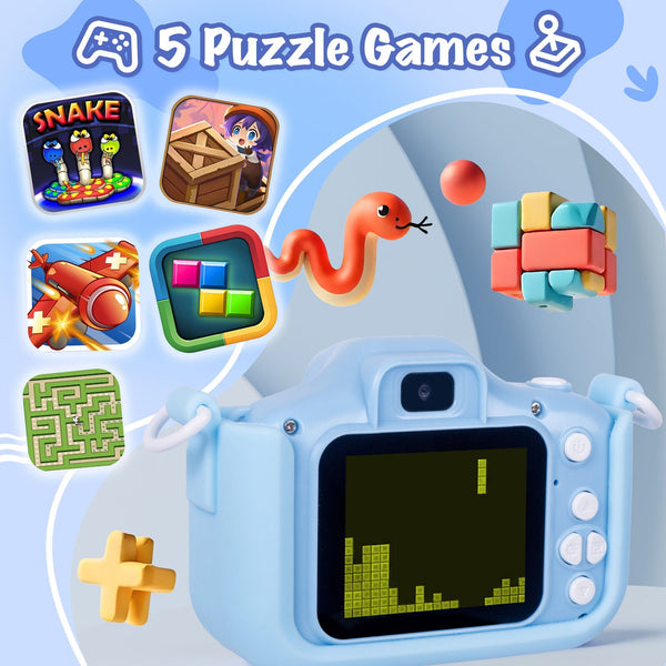 Kids Digital Dual Lens Camera 4X Zoom And Hd Video Recording (Blue) Digital Cameras