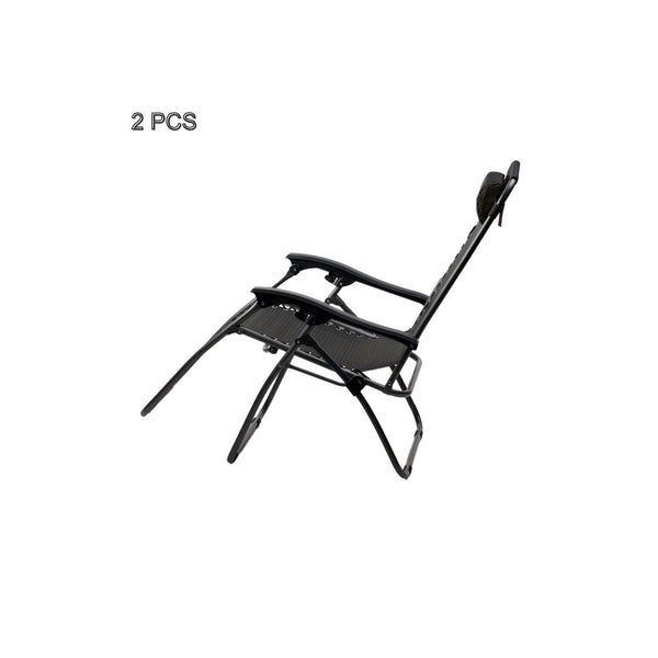 Zero Gravity Folding Reclining Set Of 2 Black Furniture Chairs