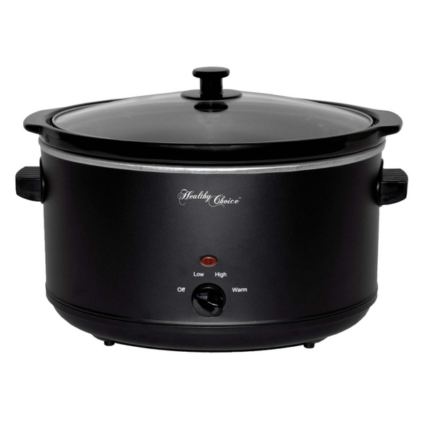 8L Slow Cooker (Black) Large Capacity Ceramic Pot 300W Slow Cookers