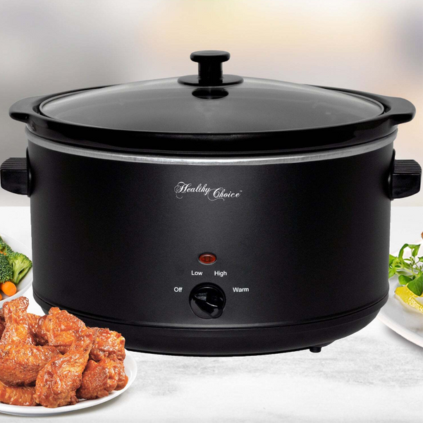 8L Slow Cooker (Black) Large Capacity Ceramic Pot 300W Slow Cookers