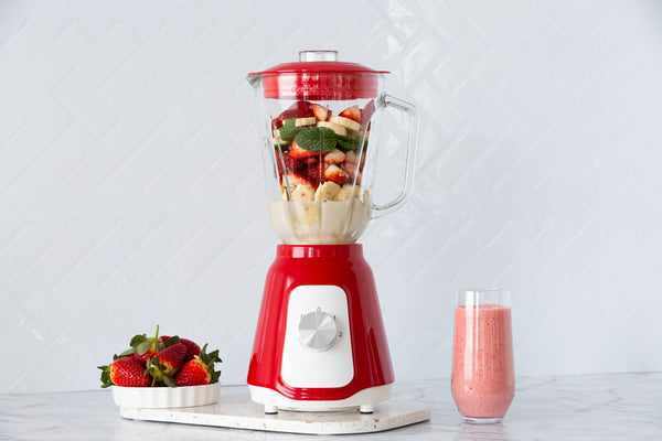 Healthy Choice 500W Red Glass Blender With Two Adjustable Speeds And 1.5L Capacity Countertop Blenders
