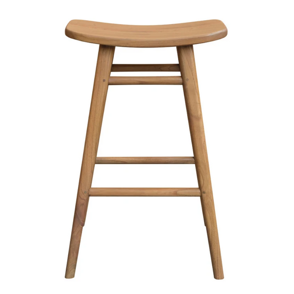 Aria Oval Solid Mindi Kitchen Counter Stool (Natural) Benches Bar Stools