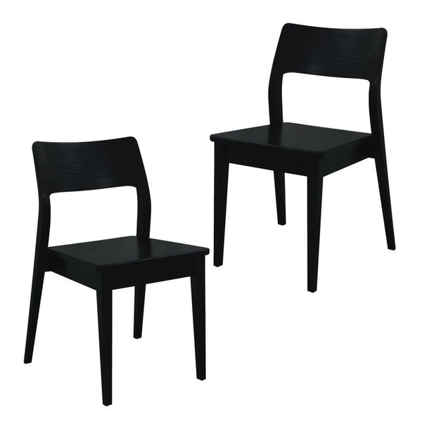 Providence Solid Oak Dining Chair Set Of 2 Black Dining Chairs