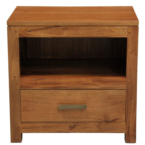 Paris 1 Drawer Solid Mahogany Timber Lamp Table (Light Pecan) Side Tables