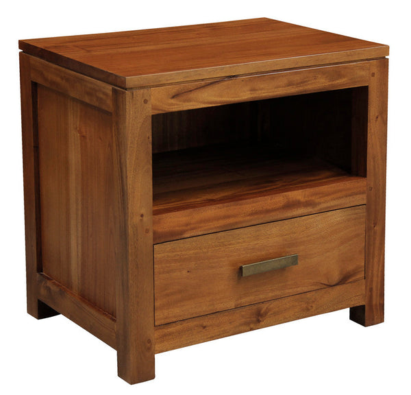 Paris 1 Drawer Solid Mahogany Timber Lamp Table (Light Pecan) Side Tables