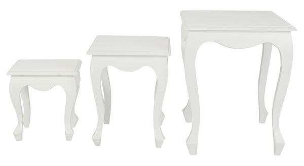 Queen Ann Nest Of Table Set 3 (White) Side Tables
