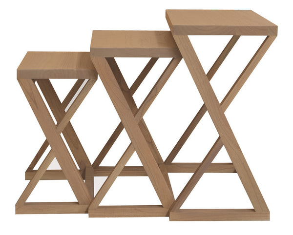 Manhattan Solid Mindi Timber Nest Of Tables Set 3 (Natural) Side Tables