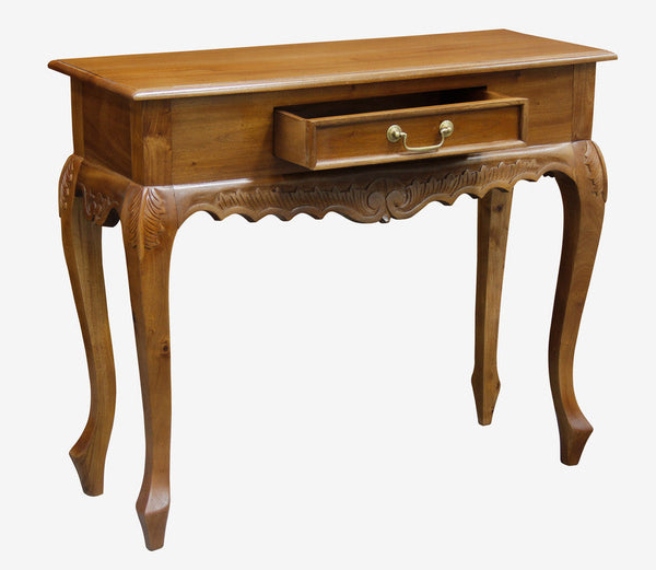 Jepara 1 Drawer Carved Sofa/Hall Table (Light Pecan) Hall Tables