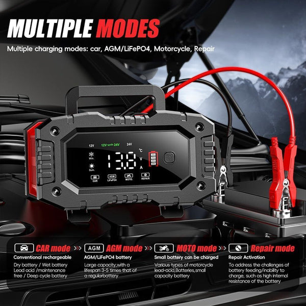 12V 20A Smart Car Battery Charger For Lead Acid And Lifepo4 Batteries