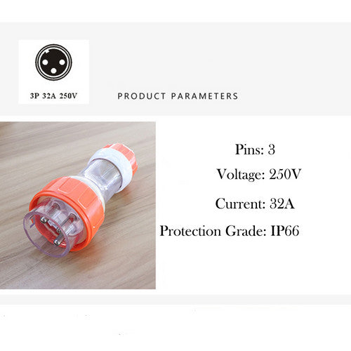 32 Amp 5M Pin Extension Lead Single Phase 250V Rubber Cable Male/Female Plug Power Strips & Surge Protectors