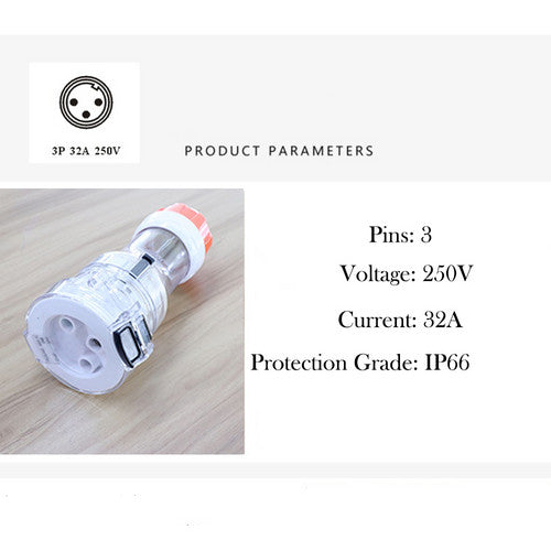 32 Amp 5M Pin Extension Lead Single Phase 250V Rubber Cable Male/Female Plug Power Strips & Surge Protectors