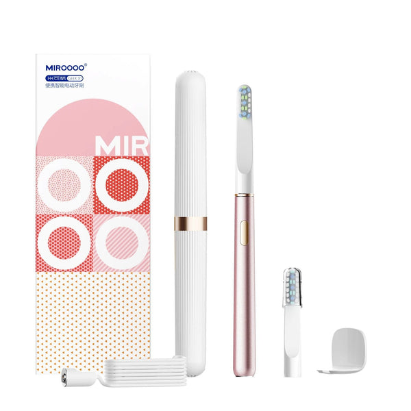 Pink Miroooo Electric Toothbrush With 2 Brush Heads Travel Case Sonic Electric Toothbrushes