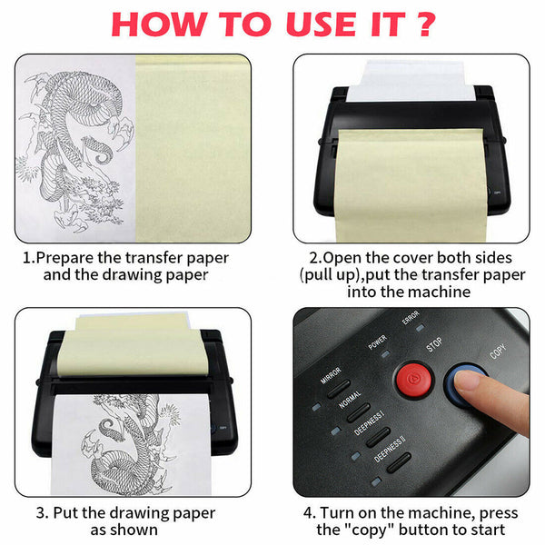 Abs Tattoo Transfer Copier Printer Machine Thermal Stencil Paper Body Art Maker Tattoo Machines