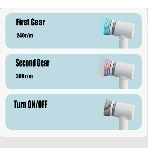 Cordless Electric Spin Scrubber With 6 Head Kit For Auto Cleaning Mops Brooms & Scrubbers