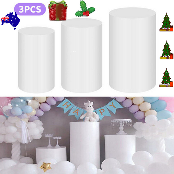 3Pcs Metal Round Plinth Cylinder Pedestal Stand Wedding Decoration Cake Flower Venue Decorations