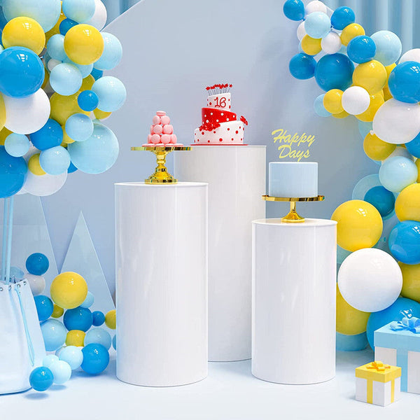 3Pcs Metal Round Plinth Cylinder Pedestal Stand Wedding Decoration Cake Flower Venue Decorations
