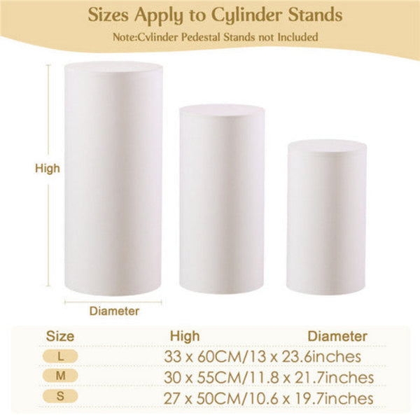 3Pcs Metal Round Plinth Cylinder Pedestal Stand Wedding Decoration Cake Flower Venue Decorations