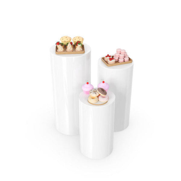 3Pcs Metal Round Plinth Cylinder Pedestal Stand Wedding Decoration Cake Flower Venue Decorations