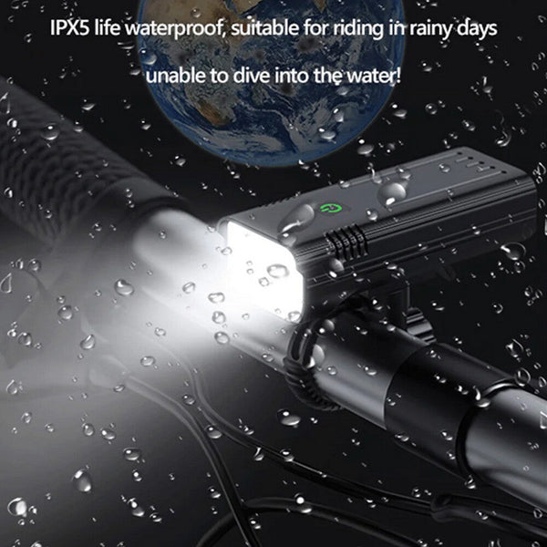Waterproof Bike Light Set With Digital Battery Display Aluminum Alloy 360A Mount Lights & Reflectors