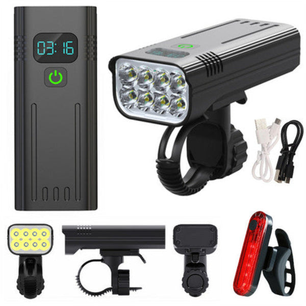 Waterproof Bike Light Set With Digital Battery Display Aluminum Alloy 360A Mount Lights & Reflectors