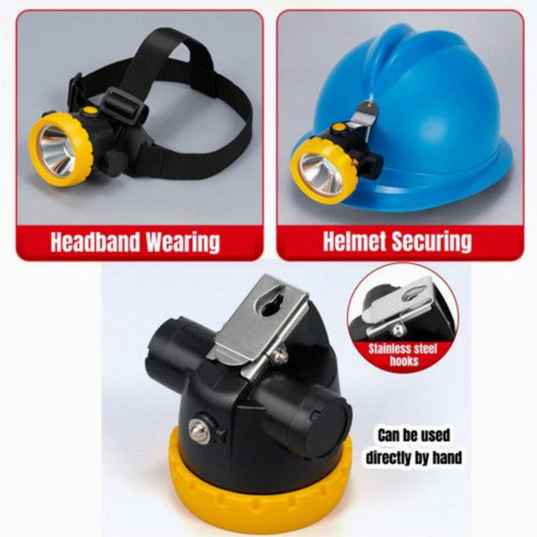 Led Miner Headlight 3000 Lux High Bright Waterproof Hard Hat Lamp Rechargeable Head Torches