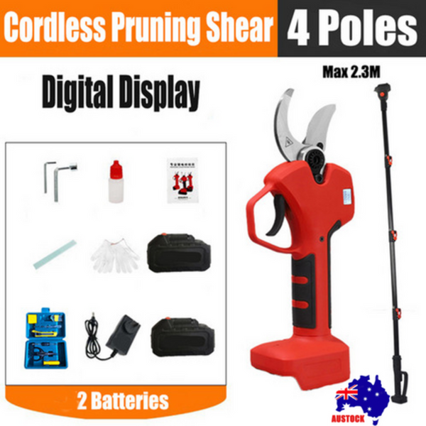 Cordless Brushless 4 Pole Pruning Shear Secateur With 2 Batteries Bush Cutter Red Pruning Shears & Snips