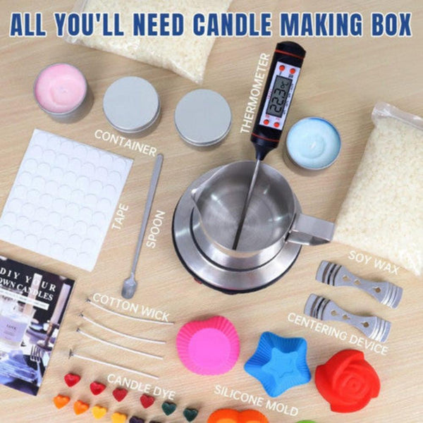Diy Candle Making Kit 1Kg Wax Bean Electric Melter Pouring Pot Thermometer Candle & Soap Making Kits