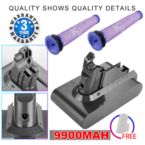 9900Mah For Dyson V6 Battery Sv03 Sv04 Sv09 Dc58 Dc59 Dc61 Dc62 Dc74 Animal Vacuum Cleaner Parts