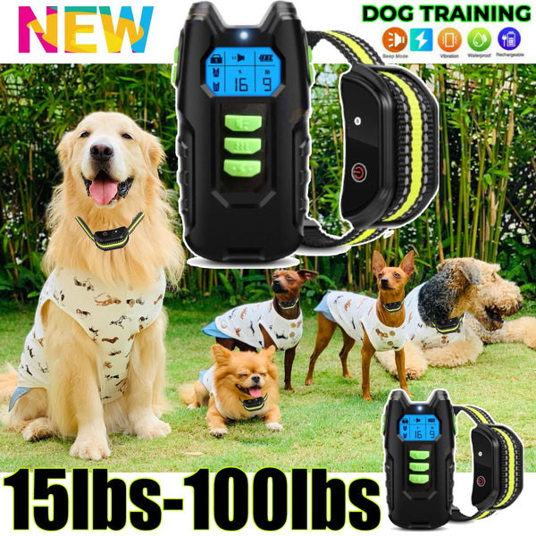 Electric Pet Dog Training Anti Bark Collar Sound Vibrate Autorechargeable New Bark Control