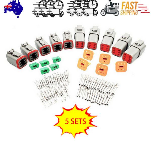 5 Set Deutsch Dt 6 Way Pin Male/Female Kit Electrical Connector Plug Waterproof Wire & Cable Connectors
