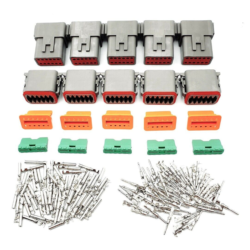 5 Sets Deutsch Dt Series Multi Plug Waterproof Connector 12 Way Pin Kit Wire & Cable Connectors