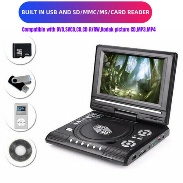 7Inch Dvd Player Cd Card Hd 16:9 Lcd Large 270 Degree Rotation Screen