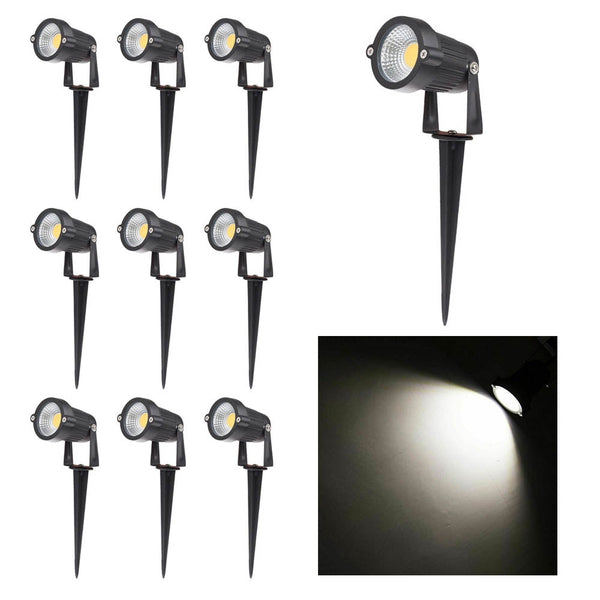 10Pcs 12V Led Waterproof Outdoor Garden Spotlights Landscape Light Flood Lights Cool White Landscape & Walkway Lights