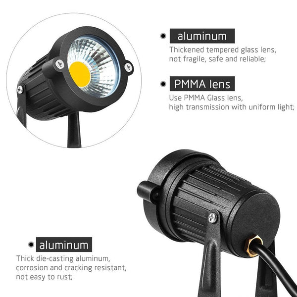 10Pcs 12V Led Waterproof Outdoor Garden Spotlights Landscape Light Flood Lights Cool White Landscape & Walkway Lights