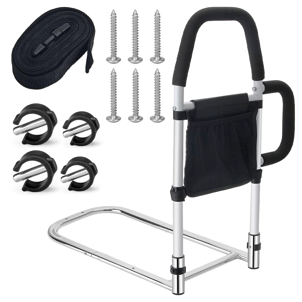 Bed Rail Safety Assist For Elderly Adults With Storage Pocket Headboards & Footboards