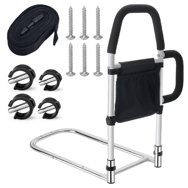 Bed Rail Safety Assist For Elderly Adults With Storage Pocket Headboards & Footboards