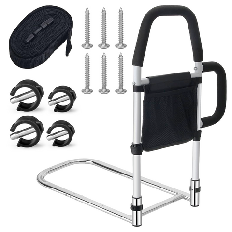 Bed Rail Safety Assist For Elderly Adults With Storage Pocket Headboards & Footboards