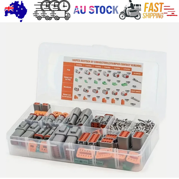 188Pcs Deutsch Dt Series Connector Assortment 2/3/4/6/8/12 Pin Pair Each Connectors Adapters & Parts