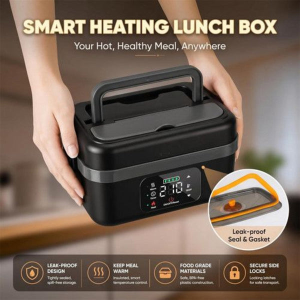 1L Cordless Electric Heated Lunch Box 16000Mah 60W 304 Stainless Steel Black And Gray Lunchboxes